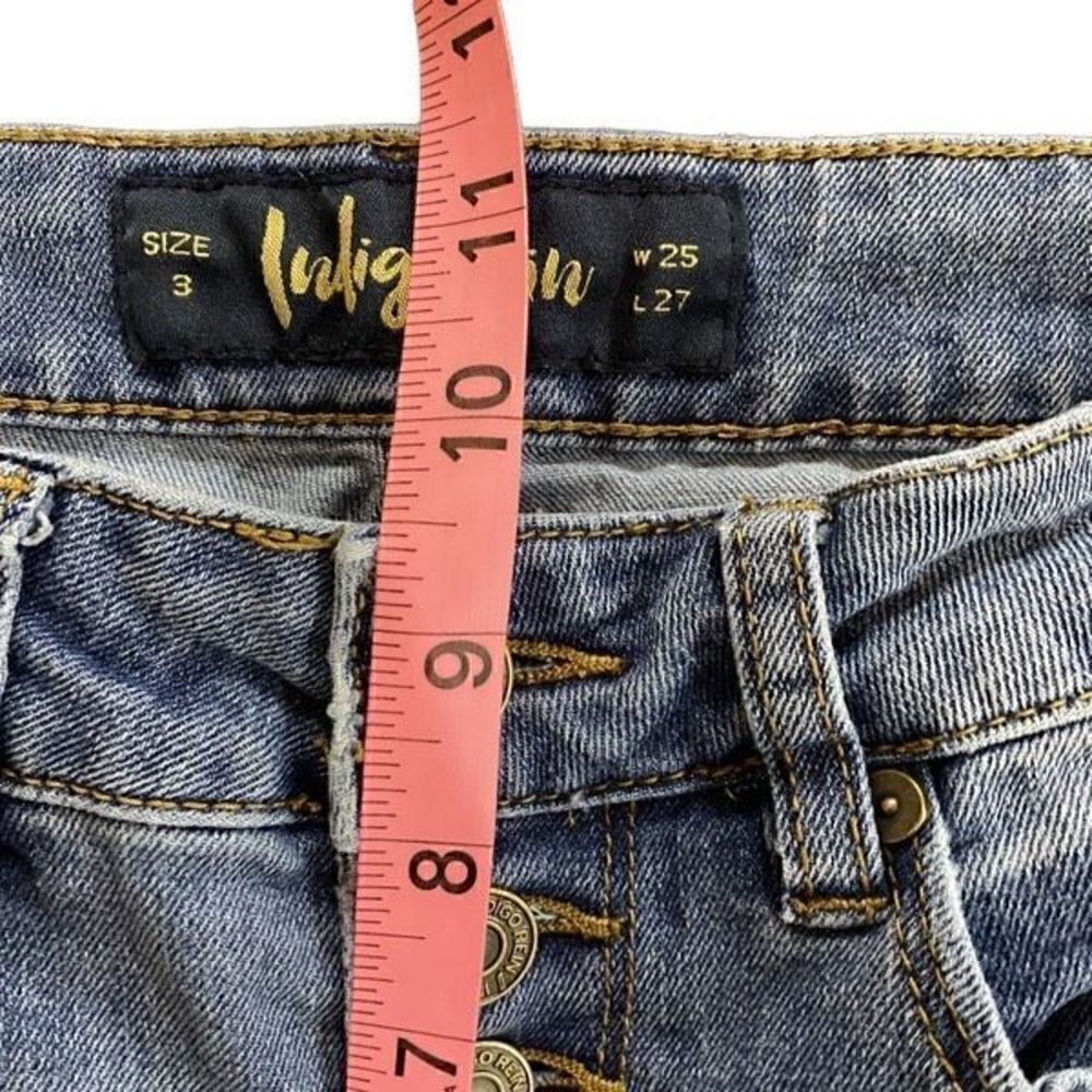 Indigo Rein Raw hem skinny jeans button fly w25 l27 - Picture 9 of 10